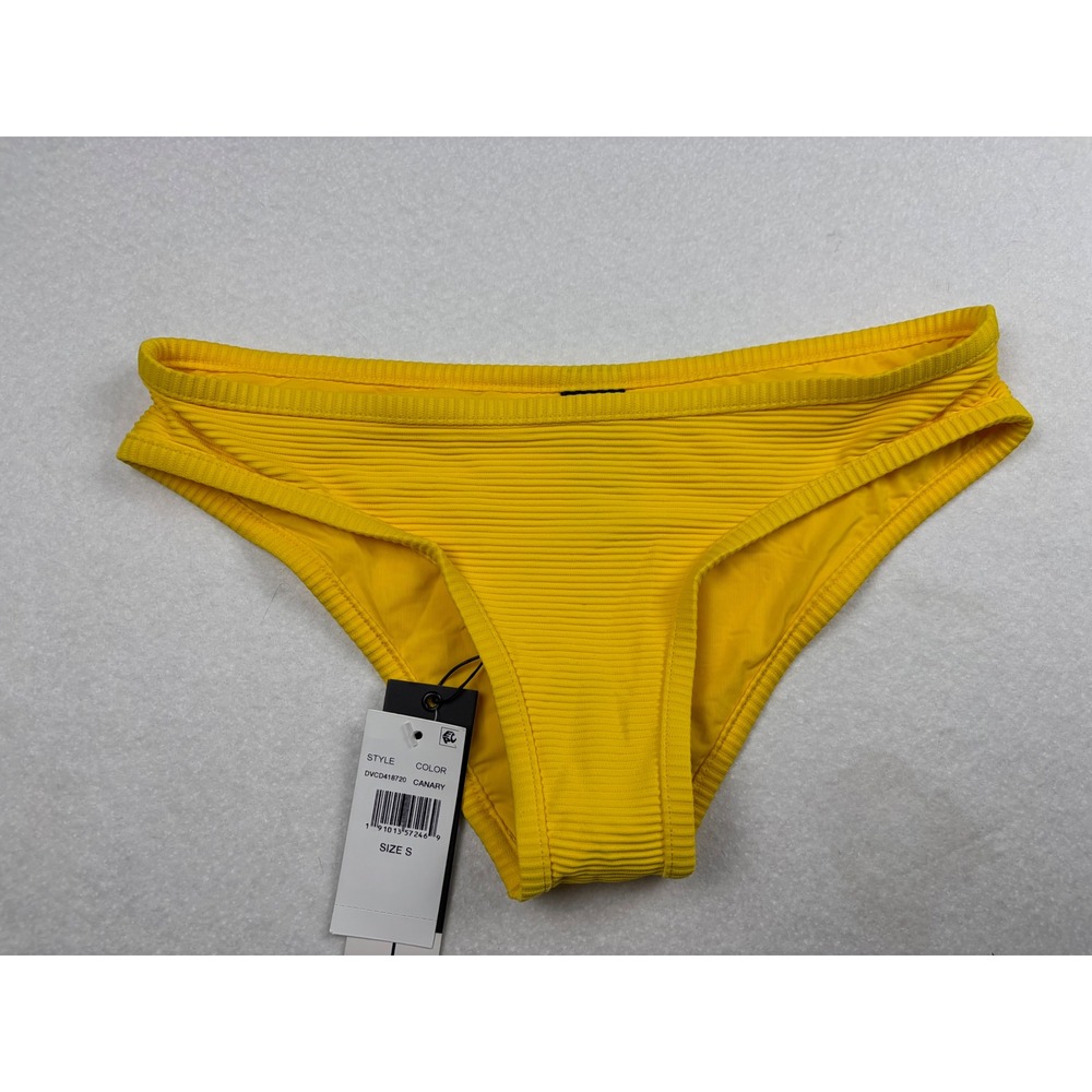 Dolce Vita Canary Yellow Ribbed Bikini Bottom DVCD418720 Hipster Swimwear Small